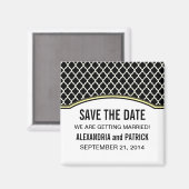 Geel Elegant Quatrefoil Save the Date Magnet (Voorkant / Achterkant)