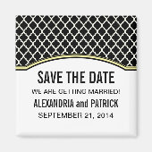Geel Elegant Quatrefoil Save the Date Magnet (Voorkant)