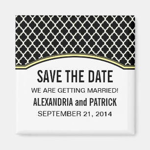 Geel Elegant Quatrefoil Save the Date Magnet