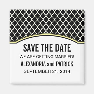 Geel Elegant Quatrefoil Save the Date Magnet