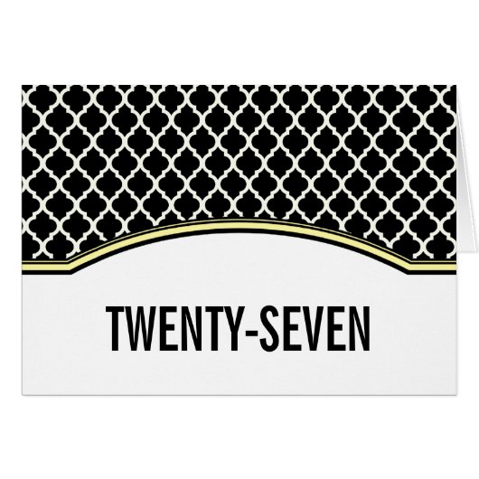 Geel Elegant Quatrefoil Table Number Kaart (Voorkant Horizontaal)