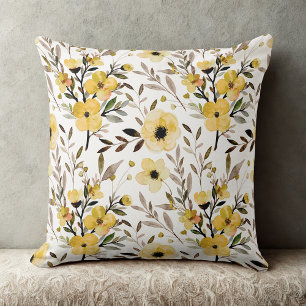 Geel Elegant  wilde bloemen bloemenpatroon Kussen