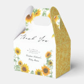 Geel Elegant Zonnebloem Zonnig Baby shower Bedankdoosjes (Achterkant)