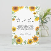 Geel Elegant Zonnebloem Zonnig Baby shower Bedankkaart (Staand voorkant)