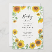 Geel Elegant Zonnebloem Zonnig Baby shower Kaart (Voorkant)