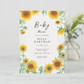 Geel Elegant Zonnebloem Zonnig Baby shower Kaart (Staand voorkant)