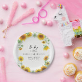 Geel Elegant Zonnebloem Zonnig Baby shower Papieren Bordje (Feest)