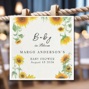 Geel Elegant Zonnebloem Zonnig Baby shower Servet