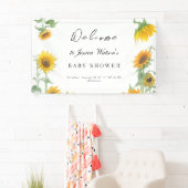 Geel Elegant Zonnebloem Zonnig Baby shower Spandoek (Insitu)