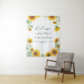 Geel Elegant Zonnebloem Zonnig Baby shower Wandkleed (In situ)