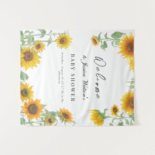 Geel Elegant Zonnebloem Zonnig Baby shower Wandkleed (Voorkant (horizontaal))