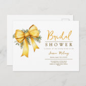 Geel elegante coquette bruids douche uitnodiging (Voorkant / Achterkant)