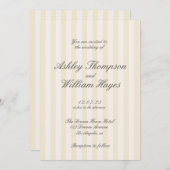 Geel  Elegante Gestreepte Huwelijk Kaart (Voorkant / Achterkant)