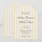 Geel  Elegante Gestreepte Huwelijk Kaart (Voorkant / Achterkant)