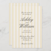 Geel  Elegante Gestreepte Huwelijk Kaart (Voorkant / Achterkant)