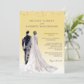 Geel Elegante Moderne QR Code Huwelijk Kaart (Staand voorkant)