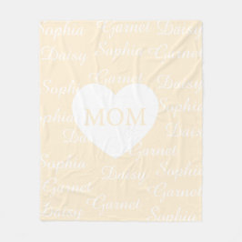 Geel Elégante Script Familie Namen Monogram Hart Fleece Deken
