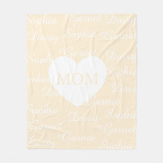 Geel Elégante Script Familie Namen Monogram Hart Fleece Deken