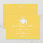 Geel Elegante Wedding Repetitie Diner Uitnodiging (Voorkant / Achterkant)