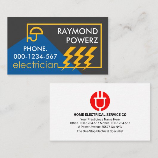 geel elektrisch bedradingscircuit visitekaartje (Voorkant / Achterkant)