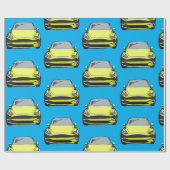 Geel Elektrisch Voertuig SUV Auto Blauwe Achtergro Cadeaupapier (Vlak)