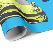 Geel Elektrisch Voertuig SUV Auto Blauwe Achtergro Cadeaupapier (Rol Hoek)