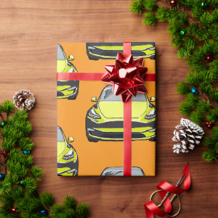 Geel Elektrisch Voertuig SUV Auto Sinaasappel Acht Cadeaupapier