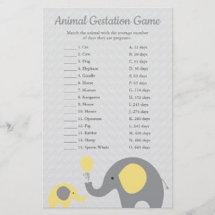 Geel Elephant Animal Gast Match Shower Game Flyer