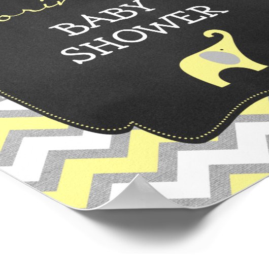 Geel Elephant Baby shower 8x10 Welkomstteken Poster (Hoek)