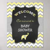 Geel Elephant Baby shower 8x10 Welkomstteken Poster (Voorkant)
