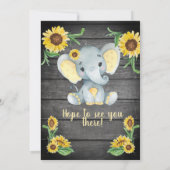 Geel Elephant Baby shower-uitnodiging, bijtend Kaart (Achterkant)