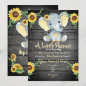 Geel Elephant Baby shower-uitnodiging, bijtend Kaart (Voorkant / Achterkant)