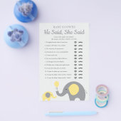 Geel Elephant Baby shower zei dat ze Game zei Flyer (Enkel)