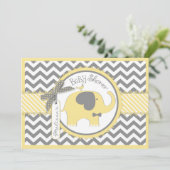 Geel Elephant Bow Stropdas Chevron Print Baby show Kaart (Staand voorkant)