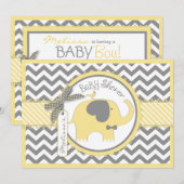 Geel Elephant Bow Stropdas Chevron Print Baby show Kaart (Voorkant / Achterkant)