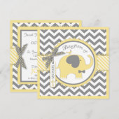 Geel Elephant Bow Stropdas Chevron Print Baptisme Kaart (Voorkant / Achterkant)