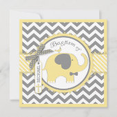 Geel Elephant Bow Stropdas Chevron Print Baptisme Kaart (Voorkant)