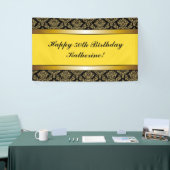 Geel elke leeftijd Gold Damask Birthday Banner (Beurs)
