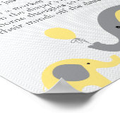 Geel ellefant Baby shower Diaper Thoughts Sign Poster (Hoek)