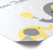 Geel ellefant Baby shower Favors nemen één teken Poster (Hoek)