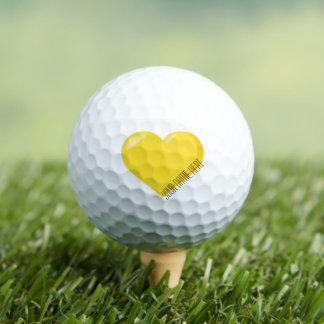 Geel Emoji Heart en Jouw naam Golfballen