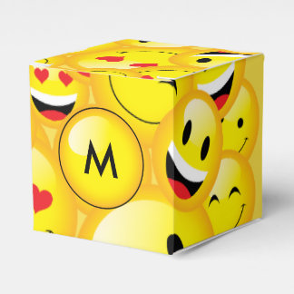 Geel Emoji Party Emoticon Gezichten Patroon Bedankdoosjes