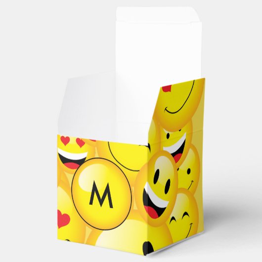 Geel Emoji Party Emoticon Gezichten Patroon Bedankdoosjes (Geopend)