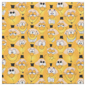 Geel 😀 Emoji Pattern Stof (Close Up)