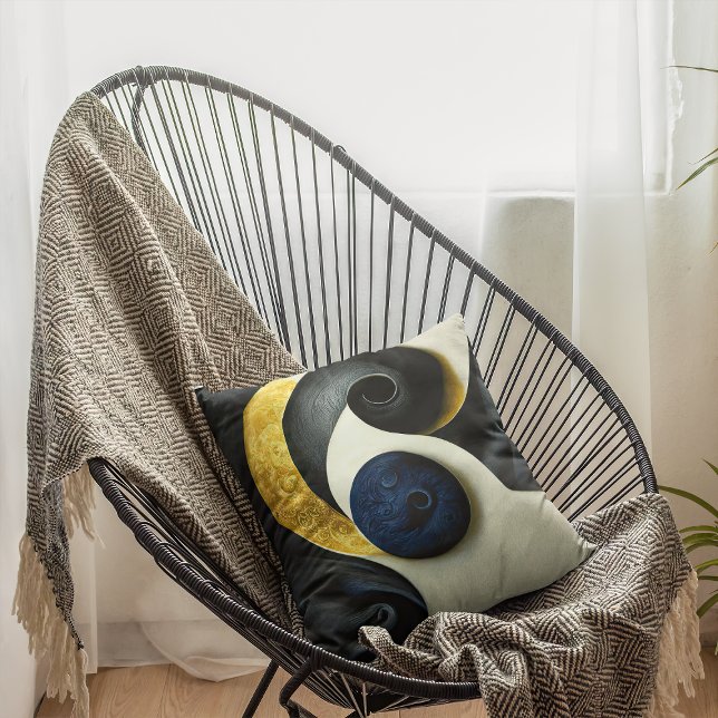 Geel en Abstract kunstontwerp voor Cream Kussen (Creator heeft geüpload)