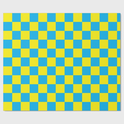 Geel en Aqua Checkerboard Cadeaupapier (Vlak)