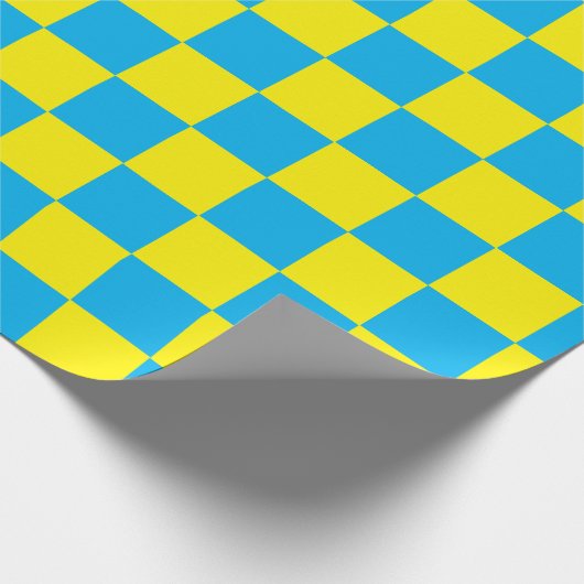 Geel en Aqua Checkerboard Cadeaupapier (Hoek)