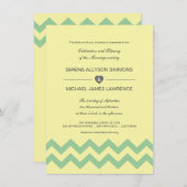 Geel en Aqua Chevron Wedding Invitations Kaart (Voorkant / Achterkant)