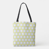 Geel en Aqua Geometrisch Patroon en Monogram Tote Bag (Achterkant)