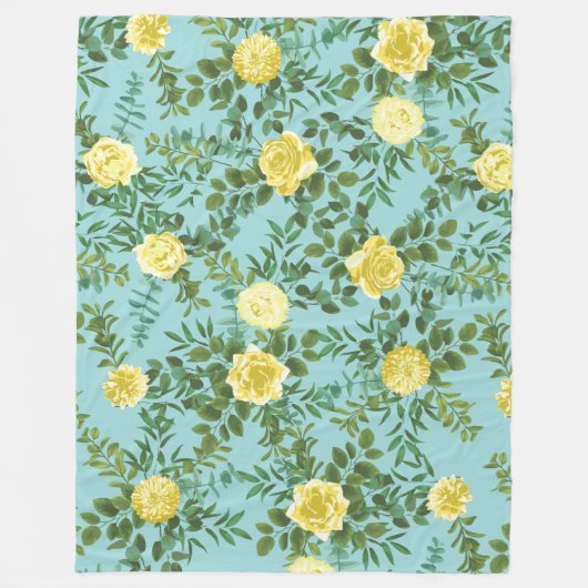 Geel en Aqua  lentetransport Fleece Deken (Voorkant)